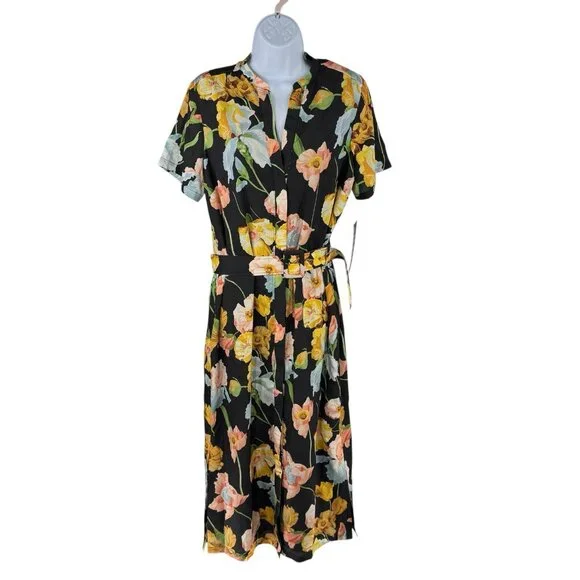 Tuckernuck NEW Black Moonlit Iris Camille Belted Short Sleeve Maxi Dress Size M - Picture 4 of 11